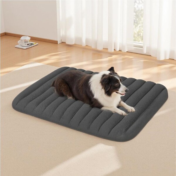 Pawz Pet Dog Bed Foam Waterproof Teddy Fleece Cover Orthopedic Mattress Washable 92 x 67 x 8cm / Grey