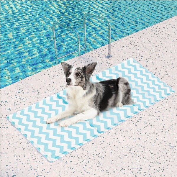 Pawz Pet Cooling Mat Gel Dog Water Bed Ice Mattress Non-Toxic Self-Cool Durable L (90cm x 50cm) / Blue