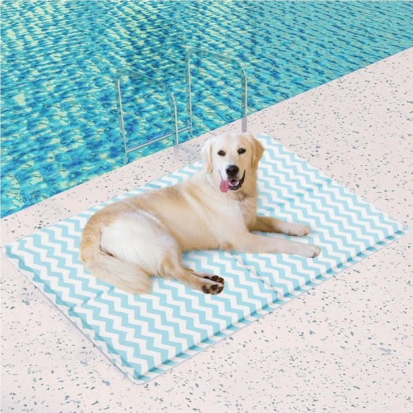Pawz Pet Cooling Mat Gel Dog Water Bed Ice Mattress Non-Toxic Self-Cool Durable XL (120cm x 80cm) / Blue