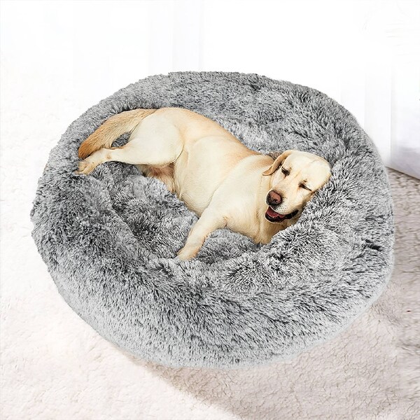 Pawz Pet Bed Memory Foam Dog Donut Calming Nest Fluffy Plush Kennel Soft Warm L - 90 dia.(Outer) / Pink