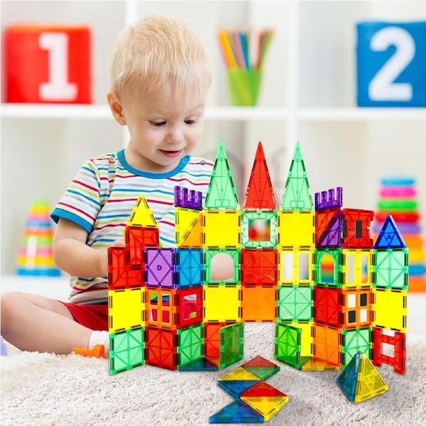 BoPeep 60/100/120Pcs Magnetic Tile Set Kids Building Construction Toys 100 pcs