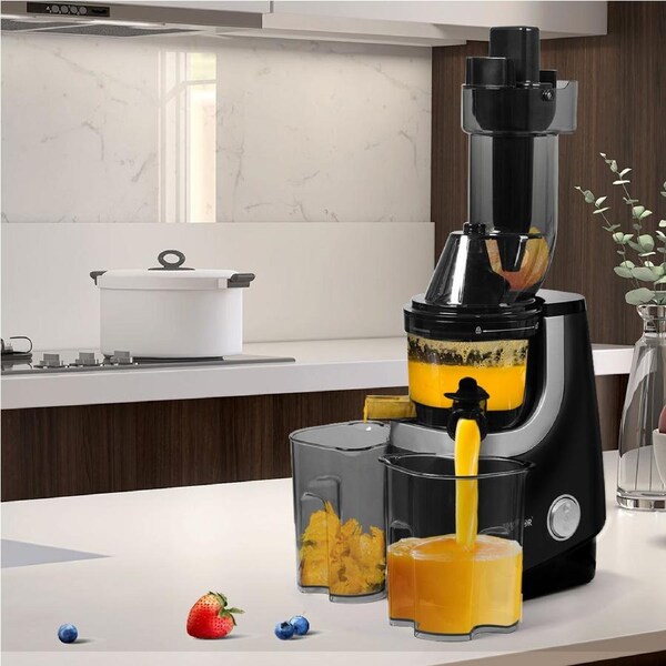 Slow Juicer Cold Press Juicers Extractor Whole Fruit Vegetable Health Processor Black