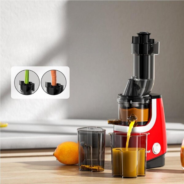 Slow Juicer Cold Press Juicers Extractor Whole Fruit Vegetable Health Processor Red