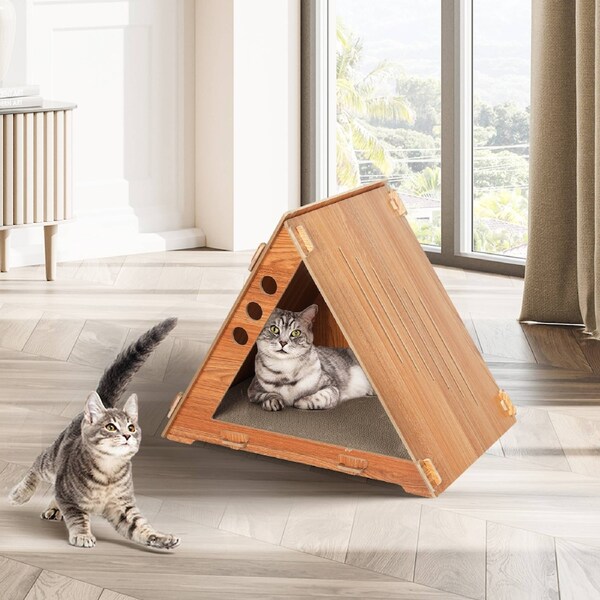 Pawz Cat Scratcher Scratching Board Corrugated Cardboard Scratch Bed Toy Pad Mat Model H
