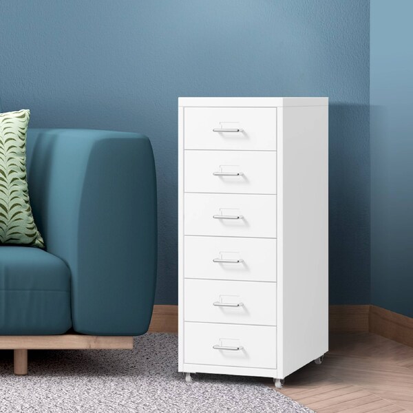 Levede Filing Cabinets Steel Chest of Drawers Storage Cabinet Home Office White / 6-Tier