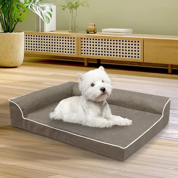 Pawz Orthopedic Dog Bed Memory Foam Cushion Cat Calming Mat Washable Extra Large M (76cm x 51cm x 16.5cm) / Coffee