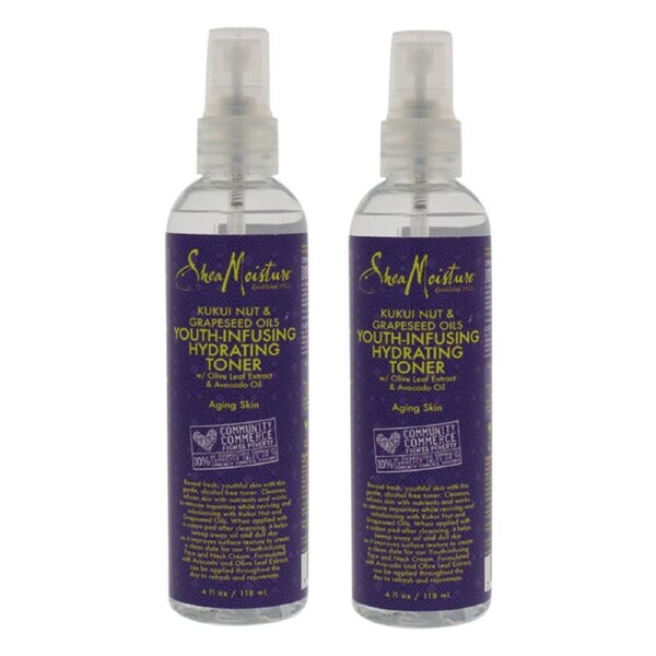 Kukui Nut & Grapeseed Oils Youth-Infusing Hydrating Toner - Pack of 2 by Shea Moisture for Unisex - 4 oz Toner 4 oz