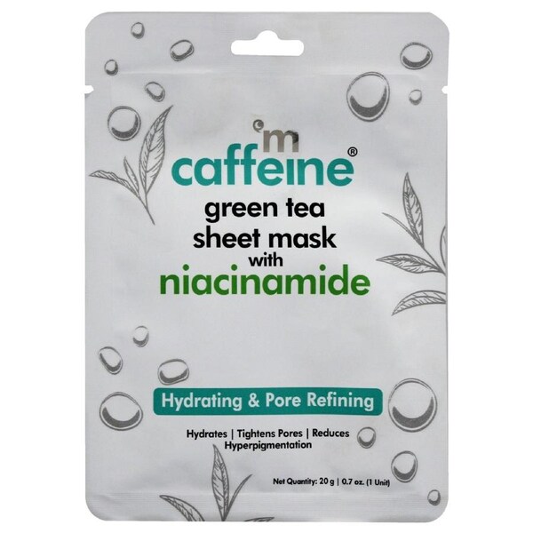 Green Tea Sheet Mask with Niacinamide by mCaffeine for Unisex - 0.7 oz Mask 0.7 oz