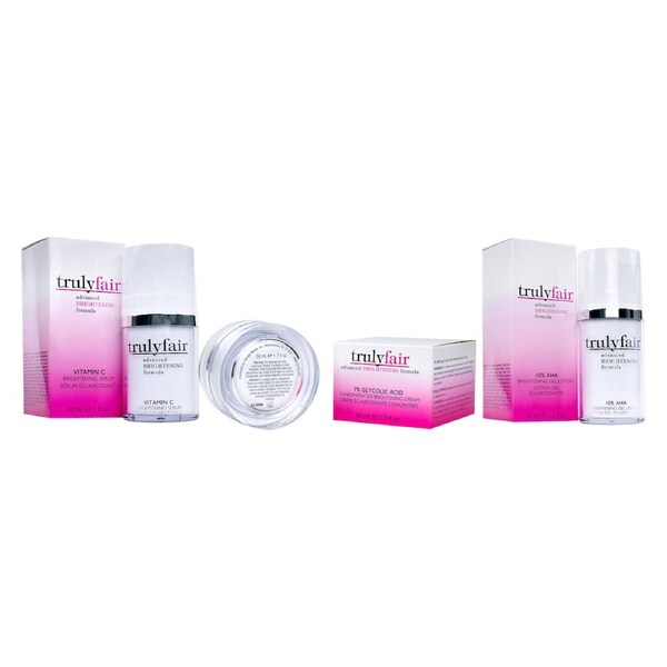 Truly Fair Kit by Truly Fair for Unisex - 3 Pc Kit 1.7oz Percent Glycolic Acid Concentrated Brightening Cream, 1oz Vitamin C Brightening Serum, 1.7oz 10 Percent Aha Brightening Gel Lotion 3 Pc Kit