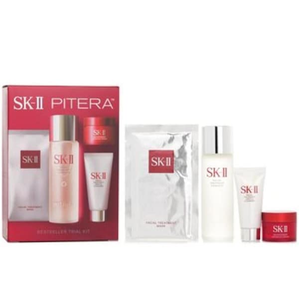 SK II Best Seller Trial Kit: Facial Treatment Ess. 75ml+Facial Treatment Cleanser 20g+SKINPOWER Advanced Cream 15g+ F.T Mask 1pcs 4pcs 4pcs