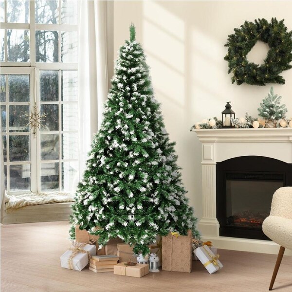 Tinseltown Christmas Tree 1.8M/2.1M/2.4M Xmas Trees Snowy White Green 1.8M