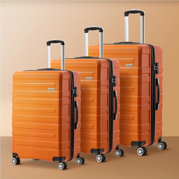 Mazam 3PCS Luggage Suitcase Trolley Set Travel TSA Lock Hard Case 20" 24" 28" Orange