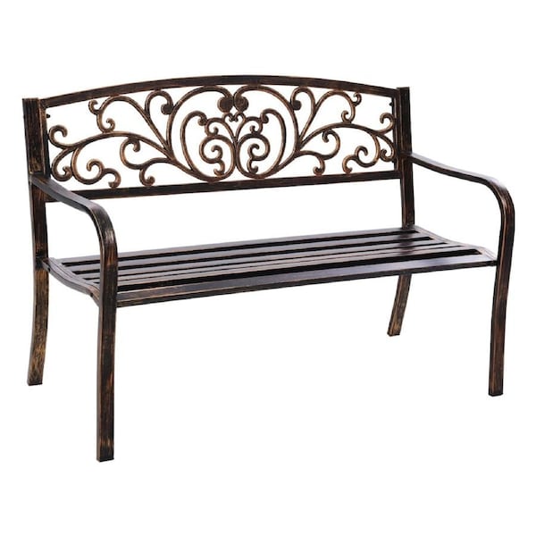 Gardeon Outdoor Garden Bench Seat Loveseat Chair Steel Patio Furniture Park Black