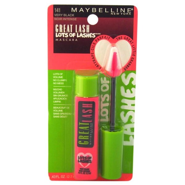 Maybelline Great Lash Lots Of Lashes Mascara - # 141 Very Black by Maybelline for Women - 0.43 oz Mascara 0.43 oz