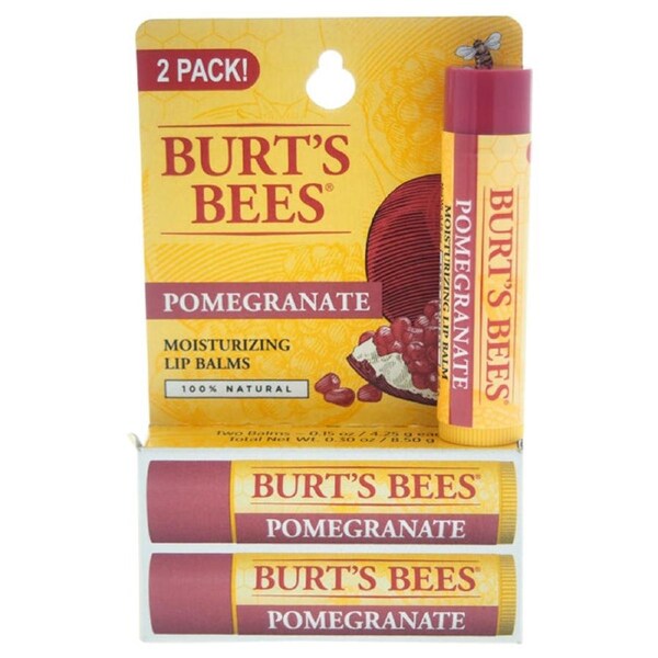 Pomegranate Moisturizing Lip Balm Twin Pack by Burts Bees for Unisex - 2 x 0.15 oz Lip Balm 2 x 0.15 oz
