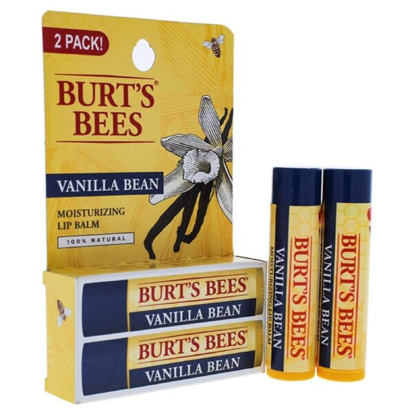 Vanilla Bean Moisturizing Lip Balm Twin Pack by Burts Bees for Unisex - 2 x 0.15 oz Lip Balm 2 x 0.15 oz