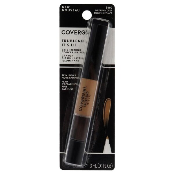TruBlend Its Lit Brightening Concealer Pen - 500 Medium-Deep by CoverGirl for Women - 0.1 oz Concealer 0.1 oz