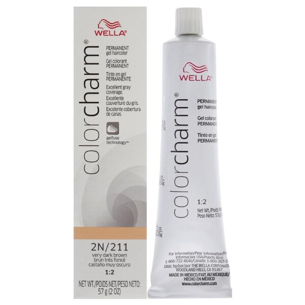 Color Charm Permanent Hair Color Gel - 2N 211 Very Dark Brown by Wella for Unisex - 2 oz Hair Color 2 oz