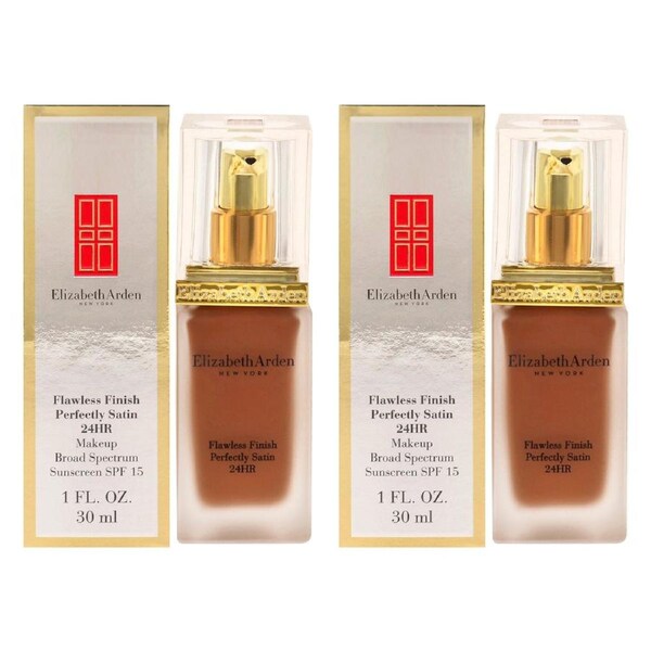 Flawless Finish Perfectly Satin 24HR Makeup SPF 15 - 17 Cocoa by Elizabeth Arden for Women - 1 oz Foundation - Pack of 2 1 oz