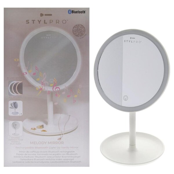 Stylpro Melody Rechargeable Bluetooth Mirror by Stylideas for Women - 1 Pc Mirror 1 Pc
