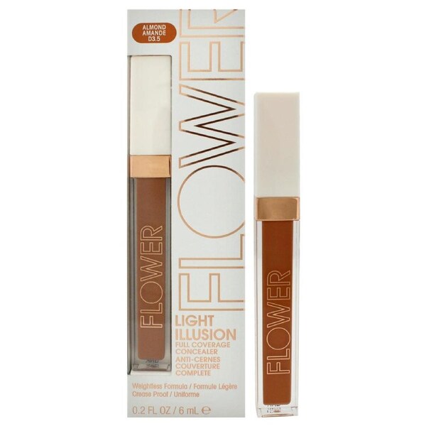Light Illusion Full Coverage Concealer - D3.5 Almond by Flower Beauty for Women - 0.2 oz Concealer 0.2 oz