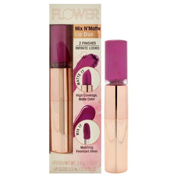Mix N Matte Lip Duo - LD5 Violet Vixen by Flower Beauty for Women - 0.19 oz Lipstick 0.19 oz