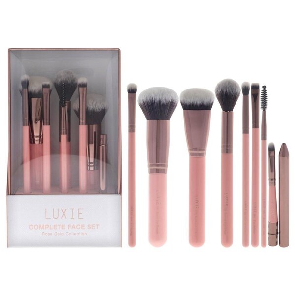 Rose Gold Complete Face Brush Set by Luxie for Women - 8 Pc Brush 8 Pc