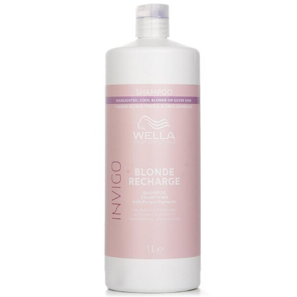 Wella Invigo Blonde Recharge Shampoo With Purple Pigments Highlighted, Cool Blonde Or Silver Hair 1000ml 1000ml