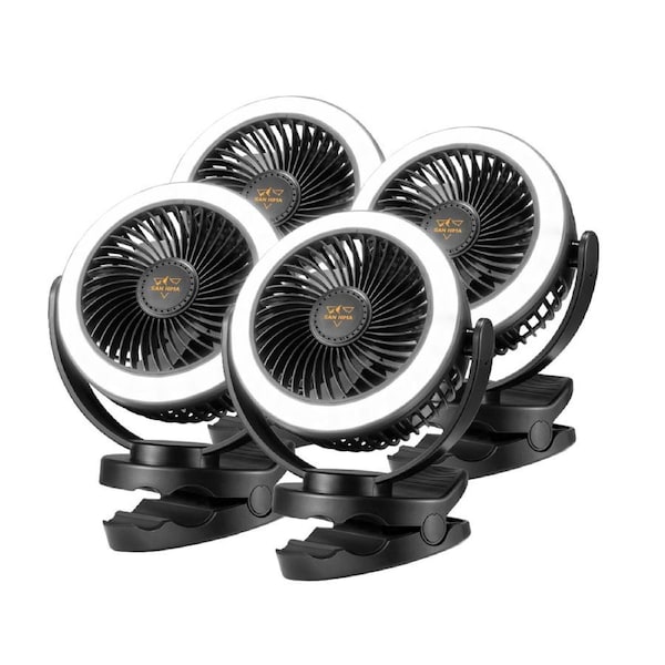 2X 3X 4X San Hima 10000mAh Camping Fan Portable W/ LED Light USB Rechargeable 4PCS