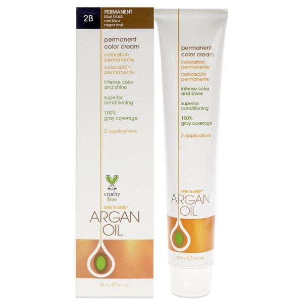 Argan Oil Permanent Color Cream - 2B Blue Black by One n Only for Unisex - 3 oz Hair Color 3 oz