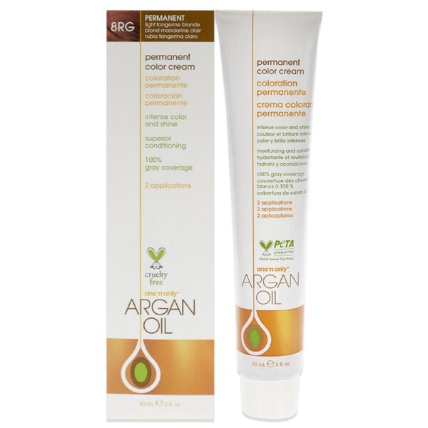 Argan Oil Permanent Color Cream - 8RG Light Tangerine Blonde by One n Only for Unisex - 3 oz Hair Color 3 oz