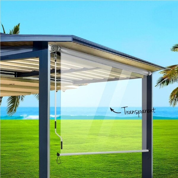 Instahut Outdoor Blind Roll Down Awning Canopy Shade Retractable Window 1.5M x 2.4M (W x H)