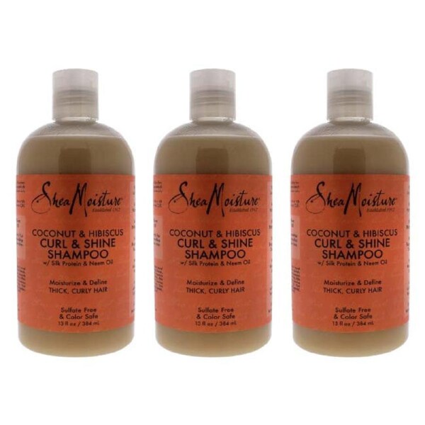Coconut and Hibiscus Curl Shine Shampoo by Shea Moisture for Unisex - 13 oz Shampoo - Pack of 3 13 oz