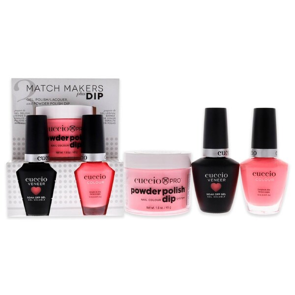 Match Makers Plus Dip - Once In A Lifetime by Cuccio Colour for Women - 3 Pc 1.6oz Pro Powder Polish Dip System, 0.44oz Veneer Soak Off Gel, 0.43oz Colour Nail Polish 3 Pc