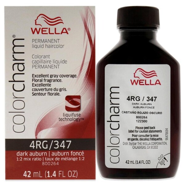 Color Charm Permanent Liquid Hair Color - 347 4RG Dark Auburn by Wella for Unisex - 1.42 oz Hair Color 1.42 oz
