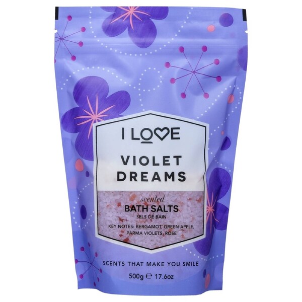 Scented Bath Salts - Violet Dreams by I Love Cosmetics for Women - 17.6 oz Bath Salt 17.6 oz
