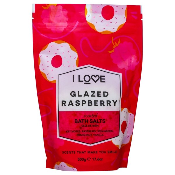 Scented Bath Salts - Glazed Raspberry by I Love Cosmetics for Women - 17.6 oz Bath Salt 17.6 oz