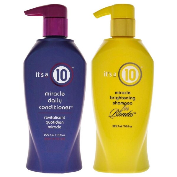 It's A 10 Miracle Brightening Shampoo For Blondes and Miracle Daily Conditioner Kit by Its A 10 for Unisex - 2Pc 10oz Shampoo, 10oz Conditioner 2 Pc Kit