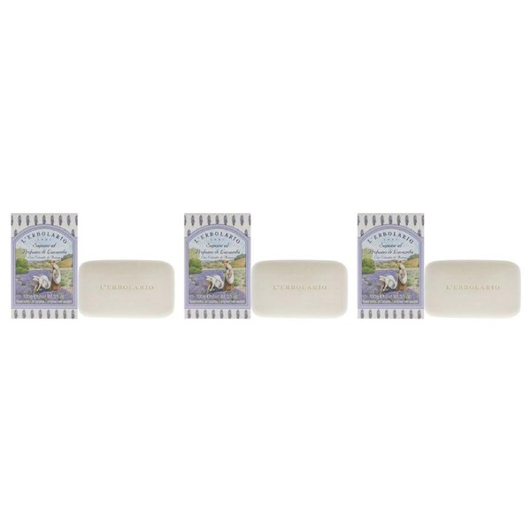 Lavender Perfumed Soap by LErbolario for Unisex - 3.5 oz Soap - Pack of 3 3.5 oz