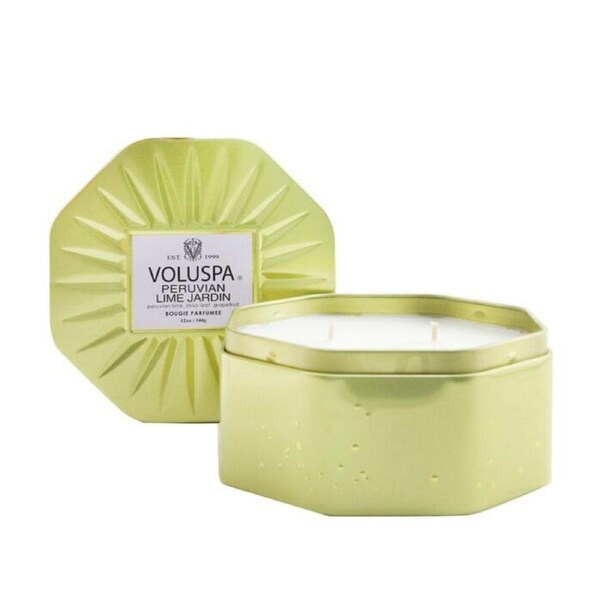 Voluspa 3 Wick Octagon Tin Candle - Peruvian Lime Jardin 340g/12oz Peruvian Lime Jardin / 340g/12oz