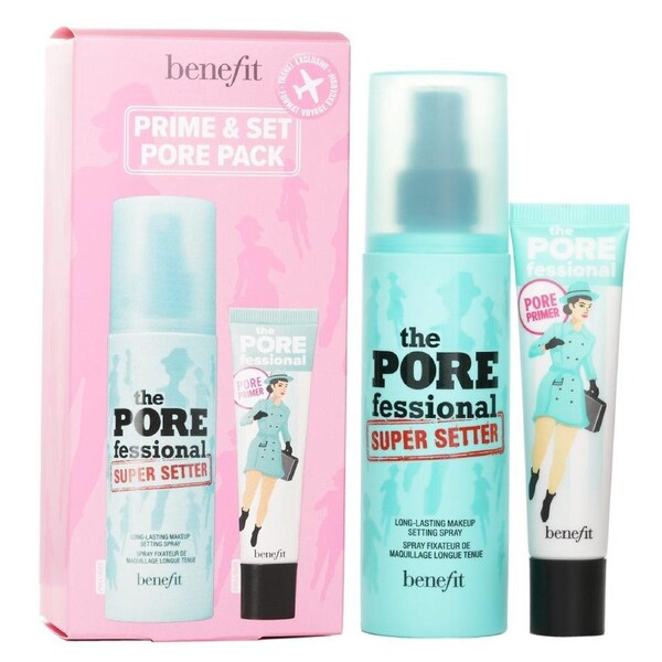 Benefit Prime & Set Pore Pack: The Porefessional Smoothing Face Primer + Super Setter Long Lasting Makeup Setting Spray 2pcs 2pcs