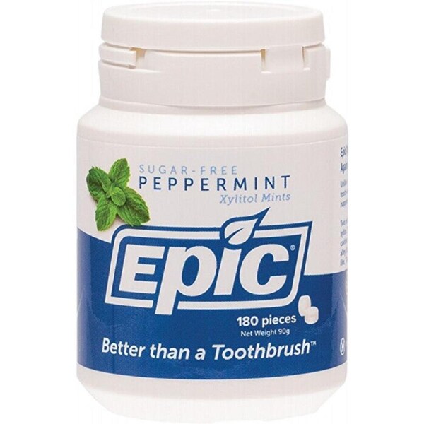 Epic Xylitol (Sugar-Free) Mints Peppermint Tub 180 Piece 180pc
