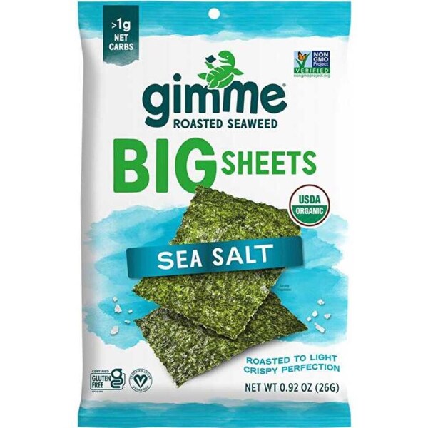Gimme Roasted Seaweed Big Sheets Sea Salt 7 Sheets 26g 26g