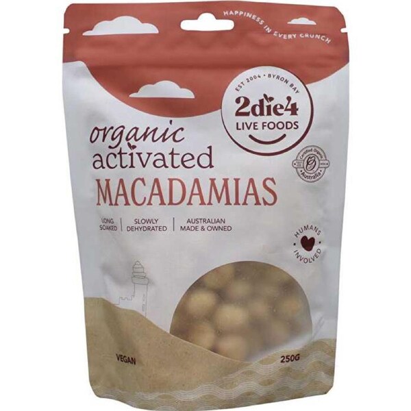2die4 Live Foods Organic Activated Macadamias 250g 250g