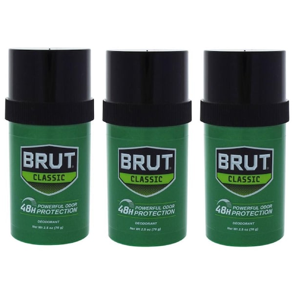 Faberge Brut by Faberge Co. for Men - 2.5 oz Deodorant Stick - Pack of 3 2.5 oz