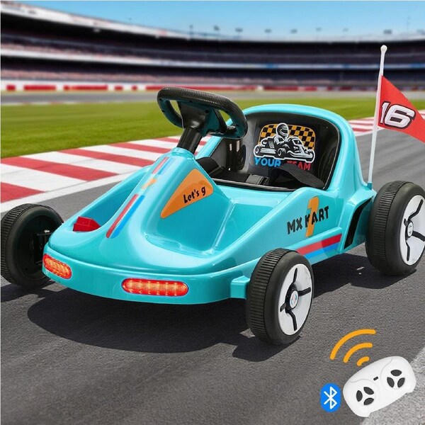 Mazam 12V Kids Ride on Car Electric Battery Go Kart Bluetooth Remote Cars Toy Light Blue