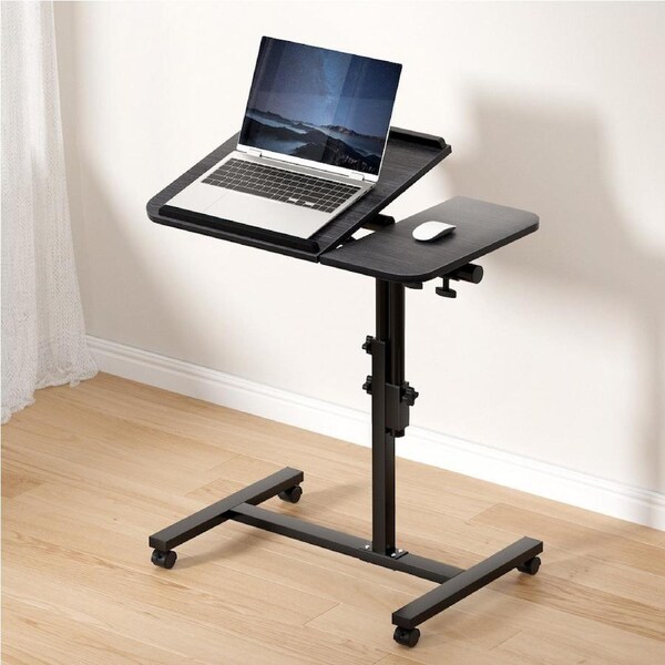 Artiss Laptop Desk Table Height Adjustable Fan Cooling Bed Side Table 60CM Black