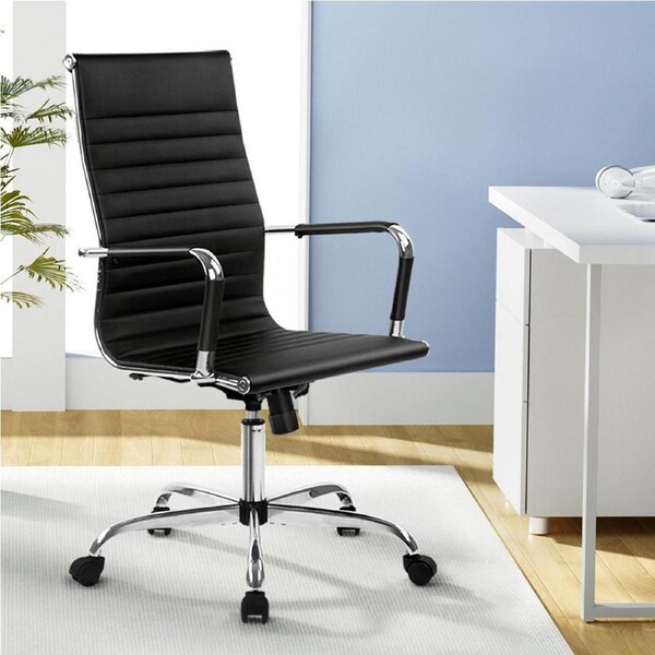 Artiss Office Chair Conference Chairs Computer Desk Home Stool PU Leather Black