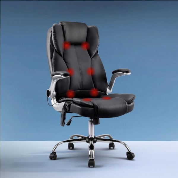 Artiss Executive Massage Office Chair PU Leather Recliner Computer Gaming Seat Black