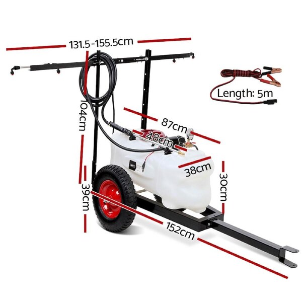 Giantz Weed Sprayer Spot Spray Garden Farm ATV 12V Pump Trailer 1.5m Boom w/ Cart 60L